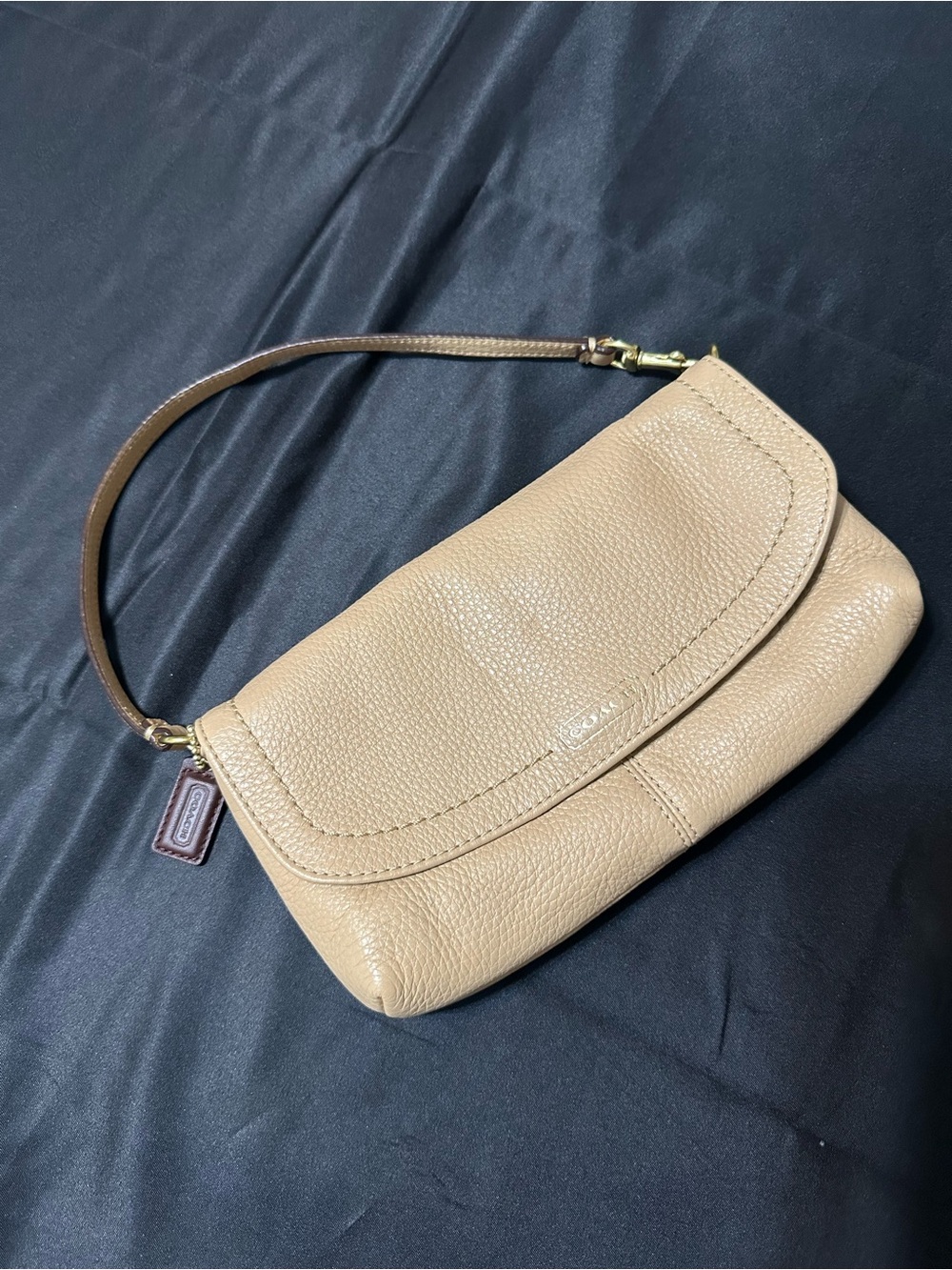 Coach Beige Pebble Leather Mini Bag with Top Strap - Picture 2 of 11